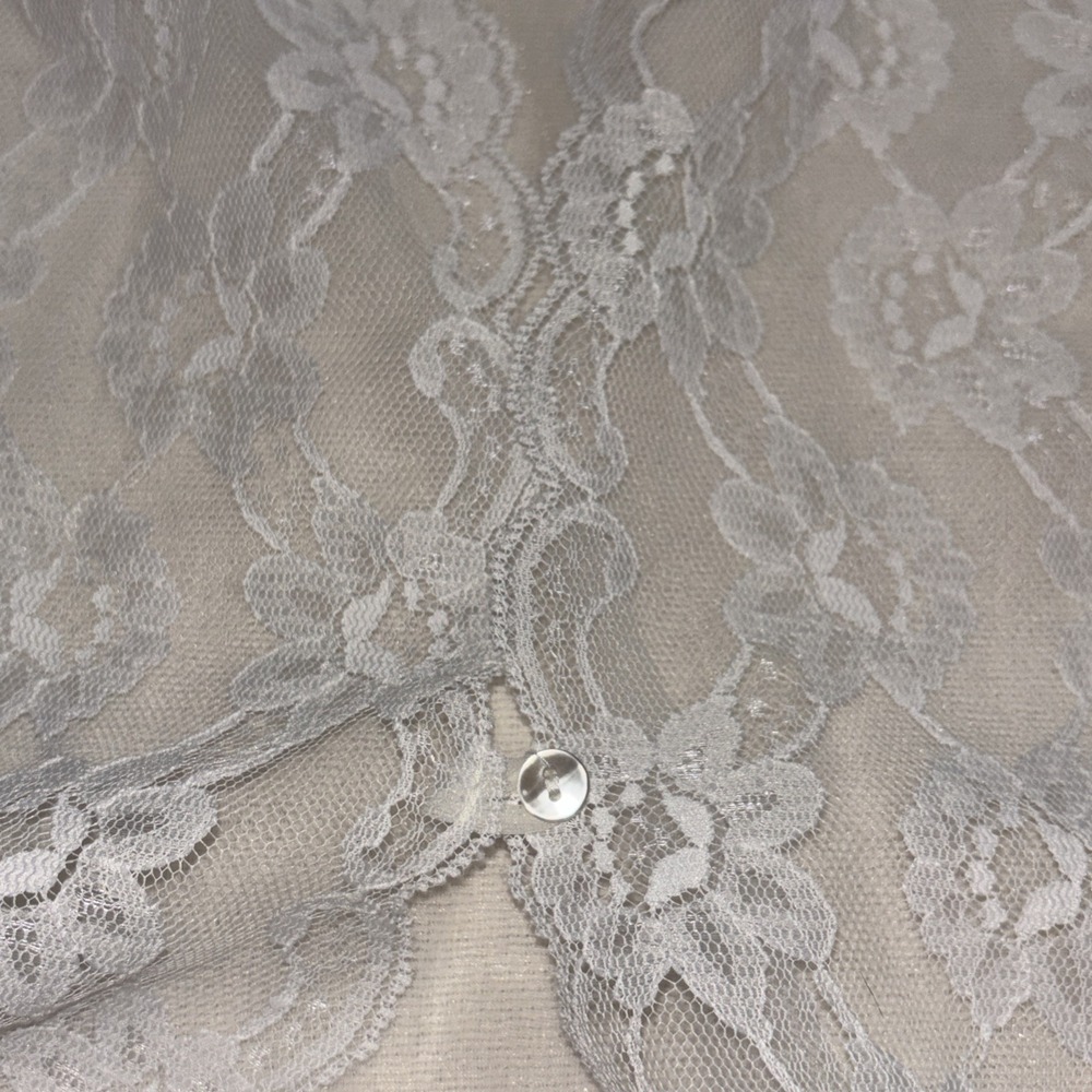 Vintage Sears Long White Lace Robe Sheer Nylon Romantic Wedding USA Made Size M - Picture 10 of 10